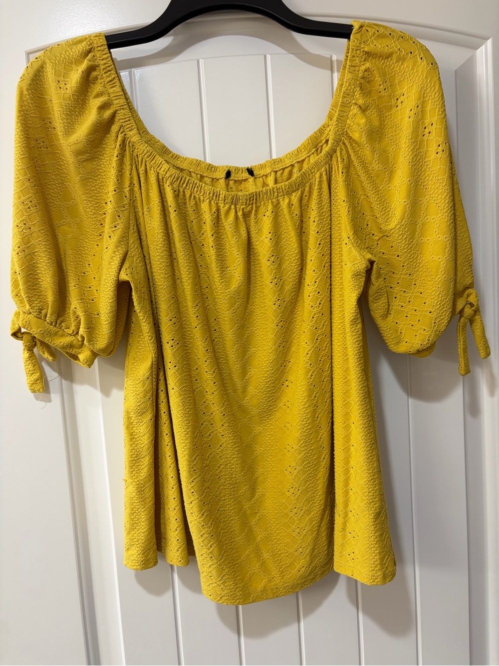 Yellow Eyelet Peasant Top - Unbranded
